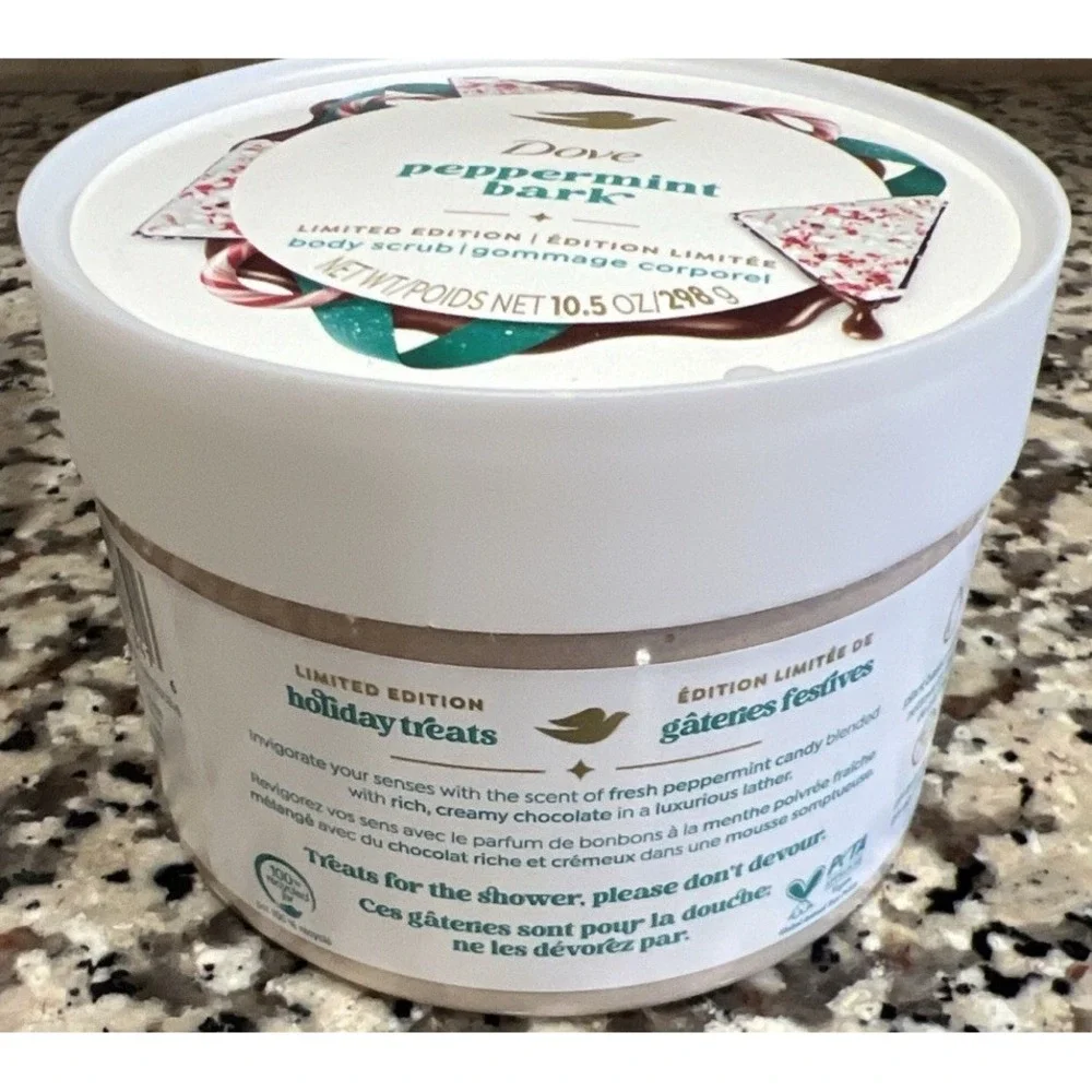 New Dove Limited Edition Holiday Treats Body‎ Scrub PEPPERMINT BARK 10.5 OZ
